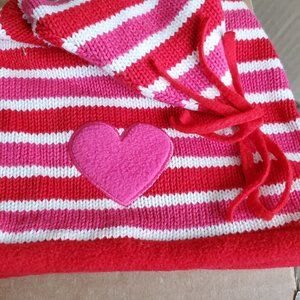 Very Cute Girls Winter hat with tassel and heart